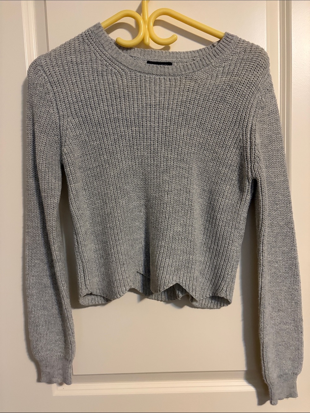 Dynamite Light Gray Ribbed Crewneck Sweater